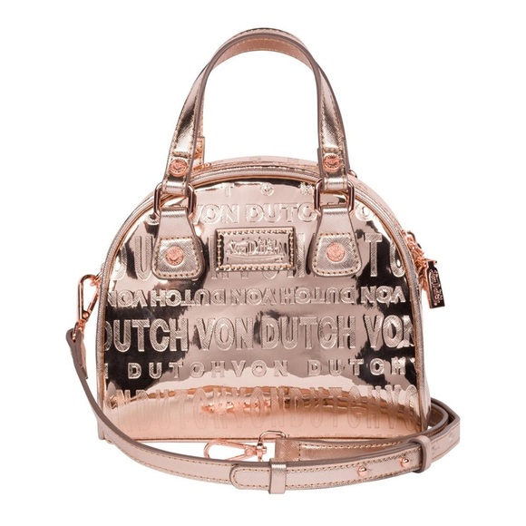 Von Dutch Small Rose Gold Reflective Bowling Bag | FULL INCLUSION | NEW/NWT!!💗 - Picture 2 of 11